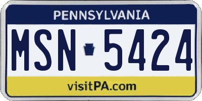 PA license plate MSN5424