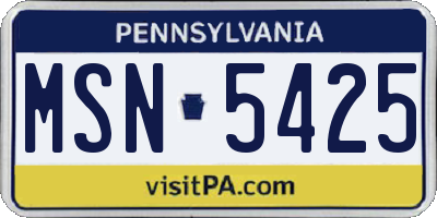 PA license plate MSN5425