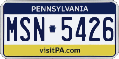PA license plate MSN5426