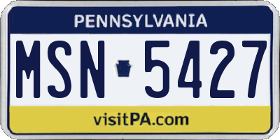 PA license plate MSN5427