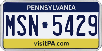 PA license plate MSN5429
