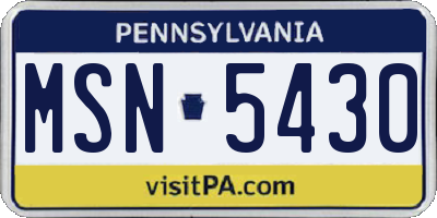 PA license plate MSN5430
