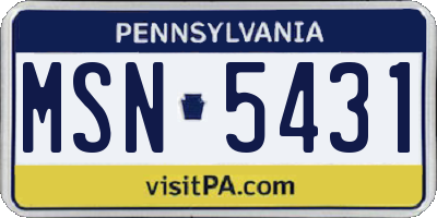 PA license plate MSN5431