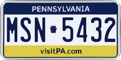 PA license plate MSN5432