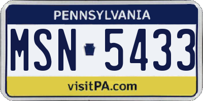 PA license plate MSN5433