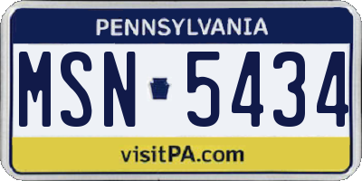 PA license plate MSN5434