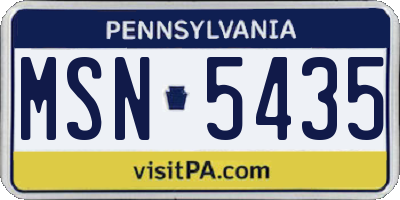 PA license plate MSN5435