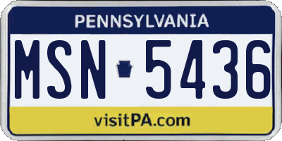 PA license plate MSN5436