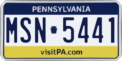 PA license plate MSN5441