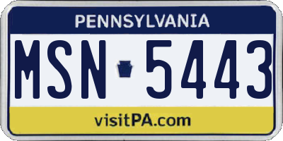 PA license plate MSN5443