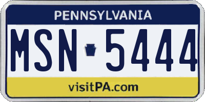 PA license plate MSN5444