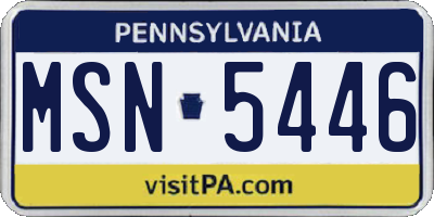 PA license plate MSN5446