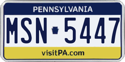 PA license plate MSN5447