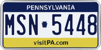 PA license plate MSN5448