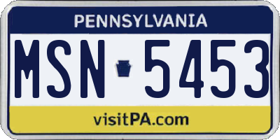 PA license plate MSN5453