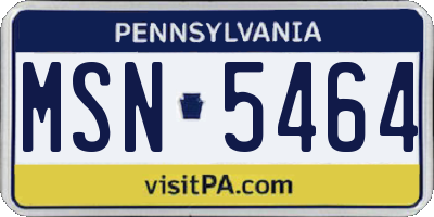 PA license plate MSN5464