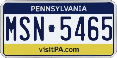 PA license plate MSN5465
