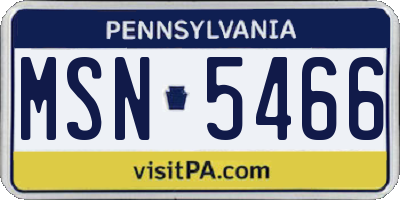 PA license plate MSN5466