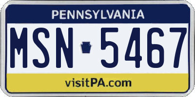 PA license plate MSN5467