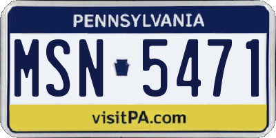 PA license plate MSN5471