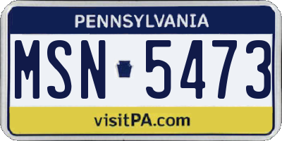 PA license plate MSN5473