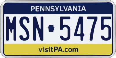 PA license plate MSN5475