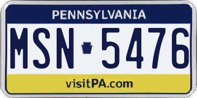 PA license plate MSN5476