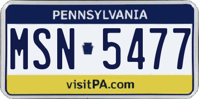 PA license plate MSN5477