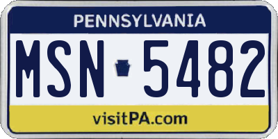PA license plate MSN5482