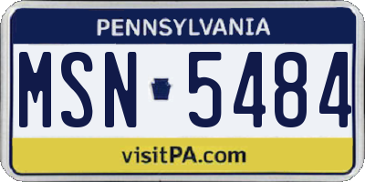 PA license plate MSN5484