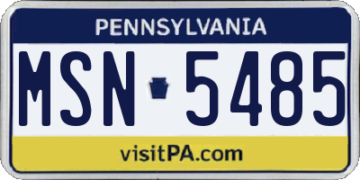 PA license plate MSN5485