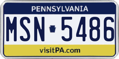 PA license plate MSN5486