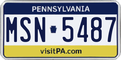 PA license plate MSN5487