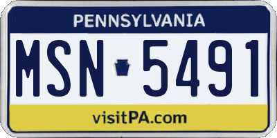 PA license plate MSN5491