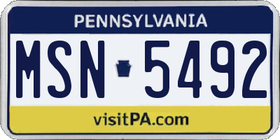 PA license plate MSN5492