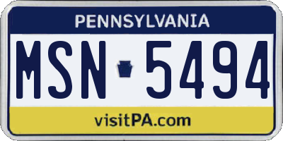 PA license plate MSN5494