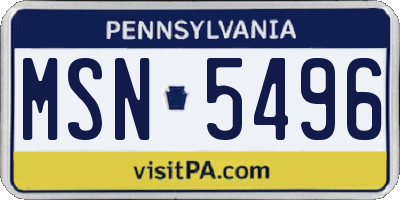 PA license plate MSN5496