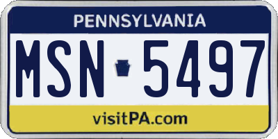 PA license plate MSN5497