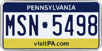 PA license plate MSN5498