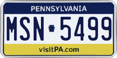 PA license plate MSN5499