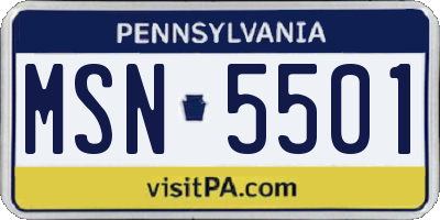 PA license plate MSN5501