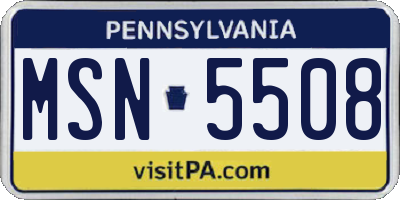 PA license plate MSN5508