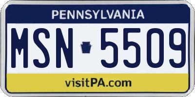 PA license plate MSN5509
