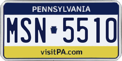 PA license plate MSN5510