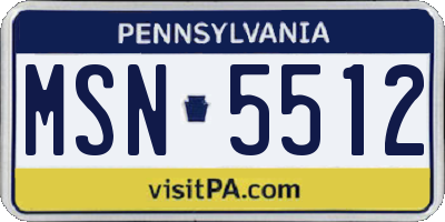 PA license plate MSN5512