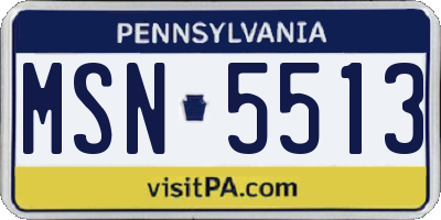 PA license plate MSN5513