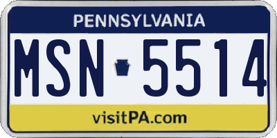 PA license plate MSN5514