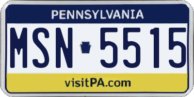PA license plate MSN5515
