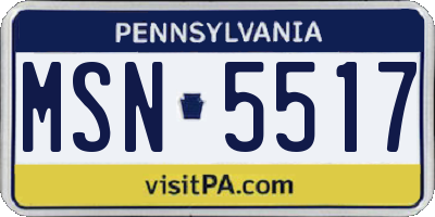 PA license plate MSN5517