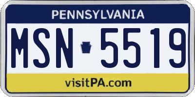 PA license plate MSN5519